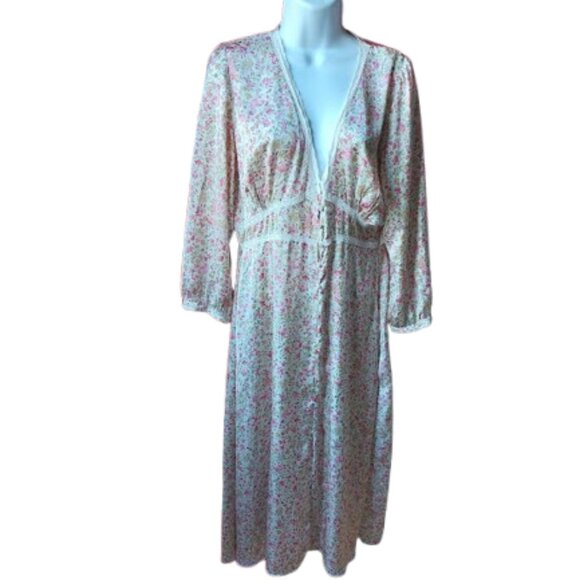 ZARA Romantic Long Sleeve Pink and White Floral Dress Size Small - Picture 2 of 11